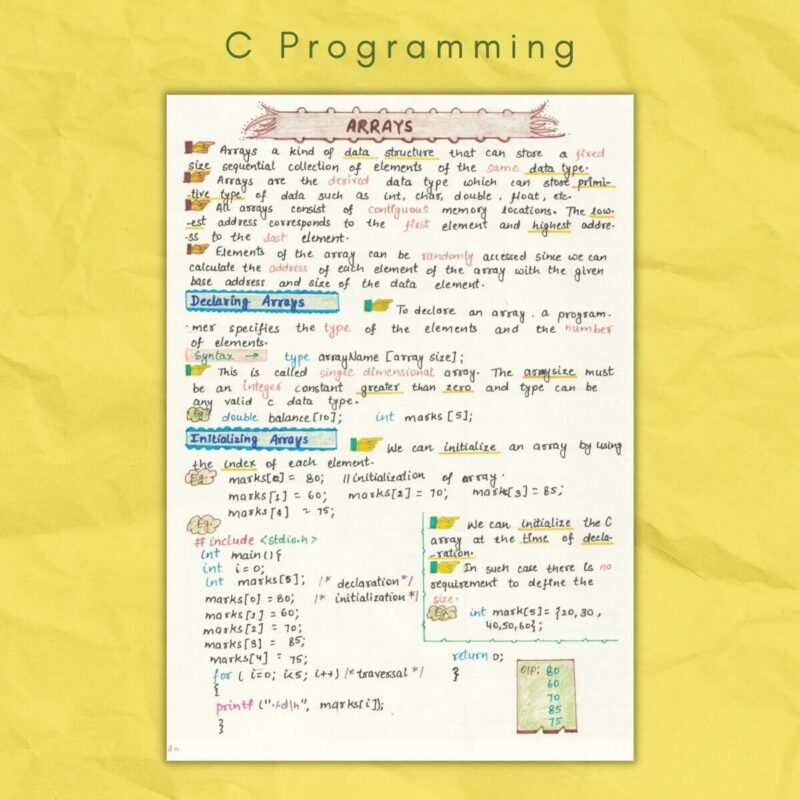 C Programming Notes PDF | Color Handwritten Notes