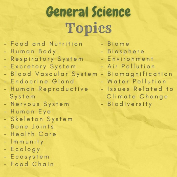 general science study notes in english topics index