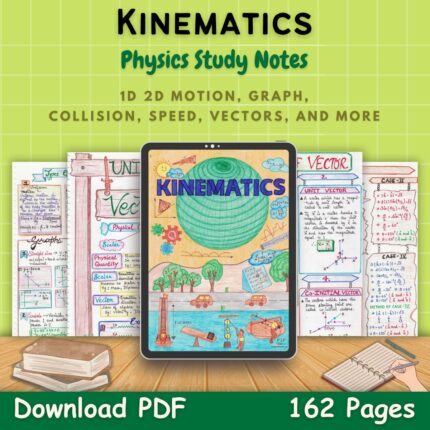 kinematics physics 11 handwritten study notes in green