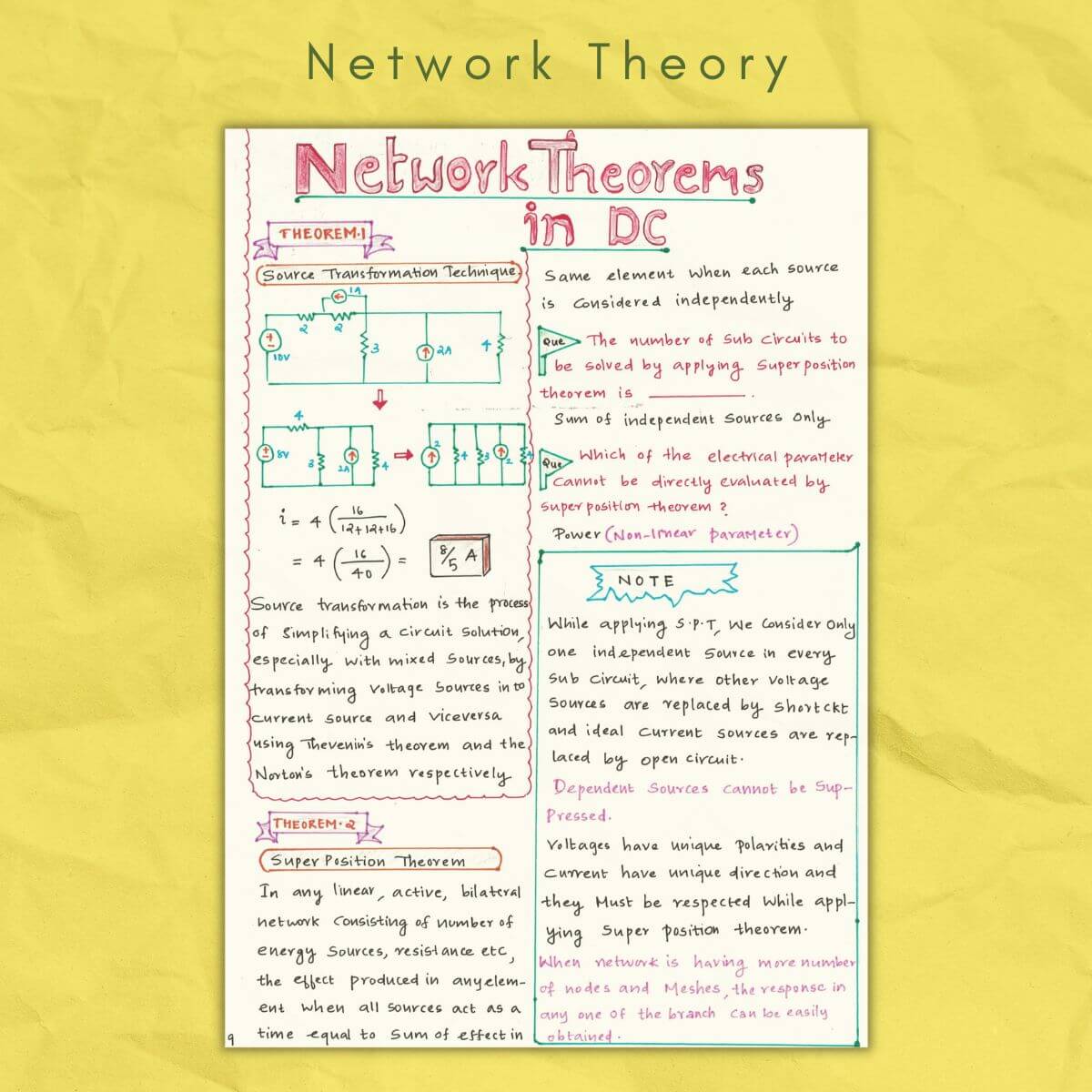 Network Theory Color Handwritten Notes Pdf Newtondesk