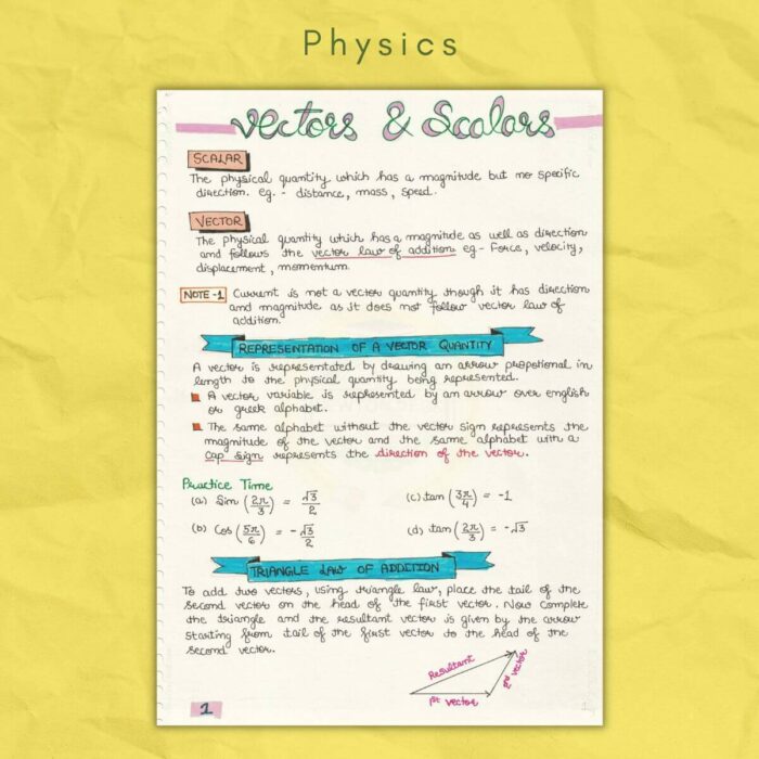 physics notes vectors and scalers