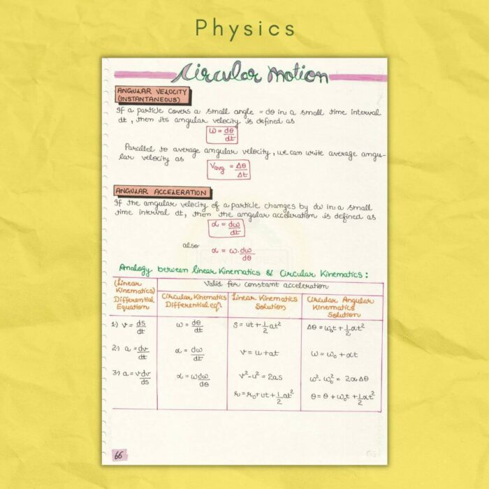 physics notes circular motion