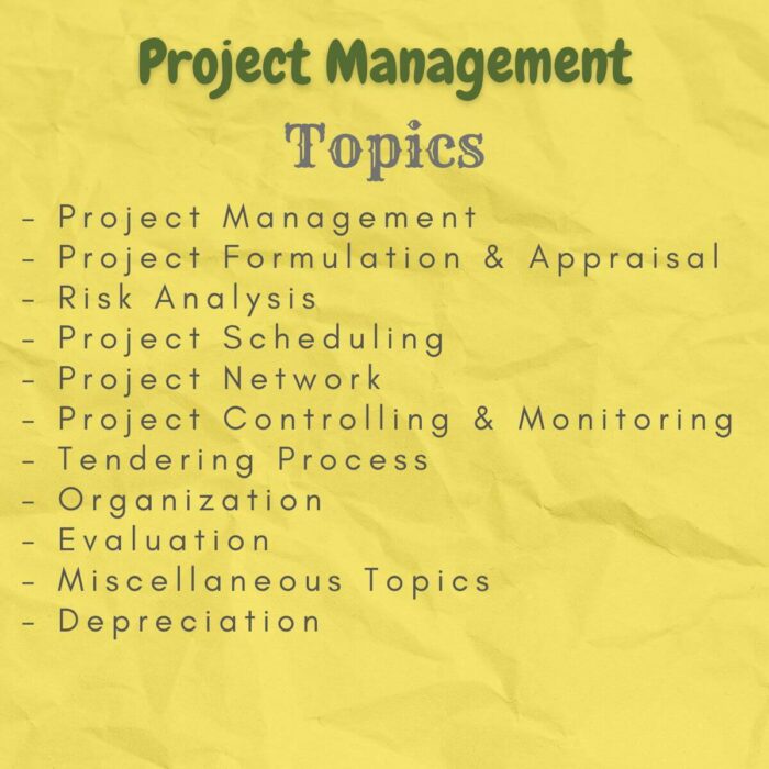 project management notes topics index