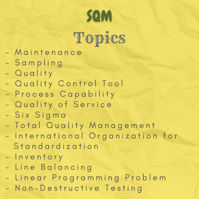 standards, quality & maintenance (sqm) notes topics index