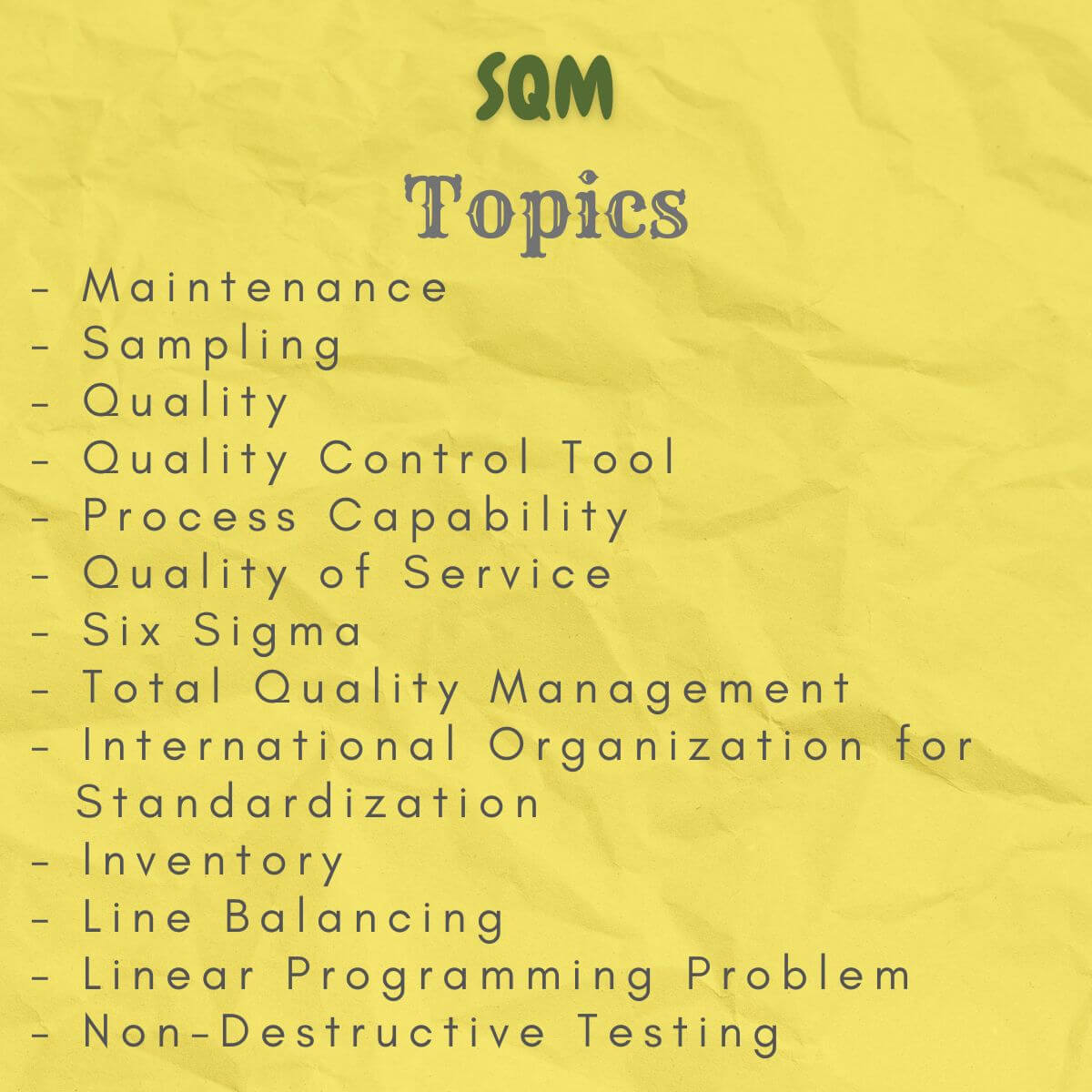 Standards, Quality & Maintenance (SQM) Color Handwritten Notes [PDF ...