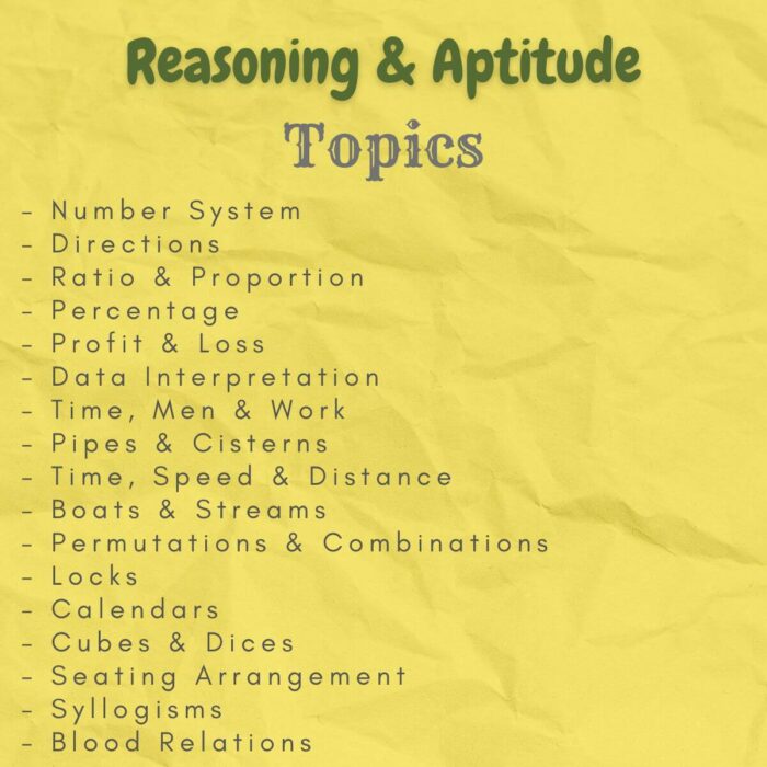 reasoning and aptitude notes index topics