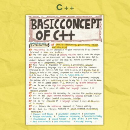 C++ Language Notes | OOPs & Data Structures Handwritten Notes