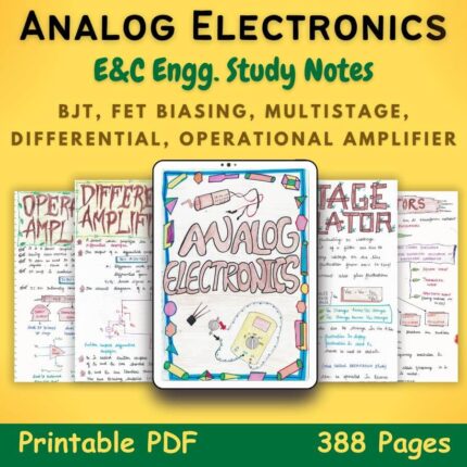 Analog electronics study notes for electrical and computer science engineering with yellow background