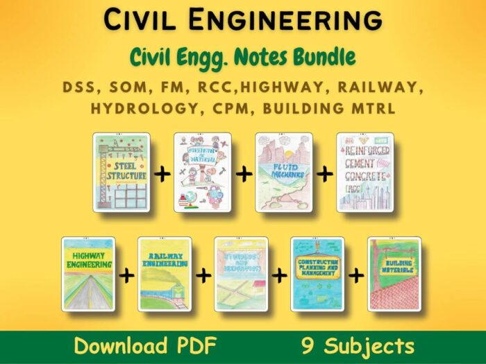 civil engg study notes bundle for civil engineering student with yellow background