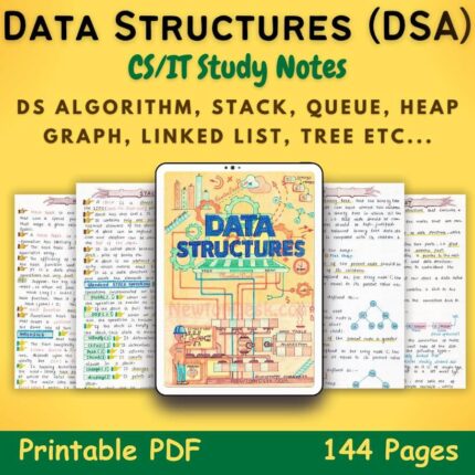 data structures and algorithms dsa study notes topics index with yellow background