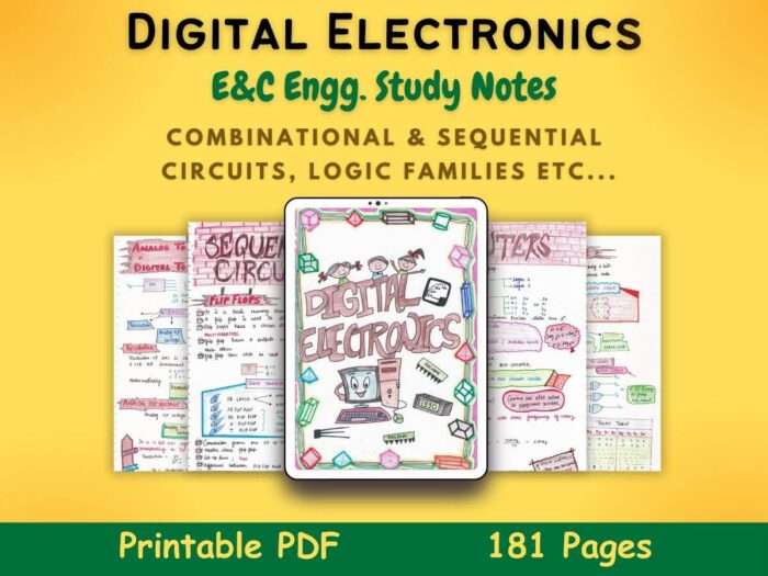 digital electronics study notes for electrical and computer science engineering with yellow background