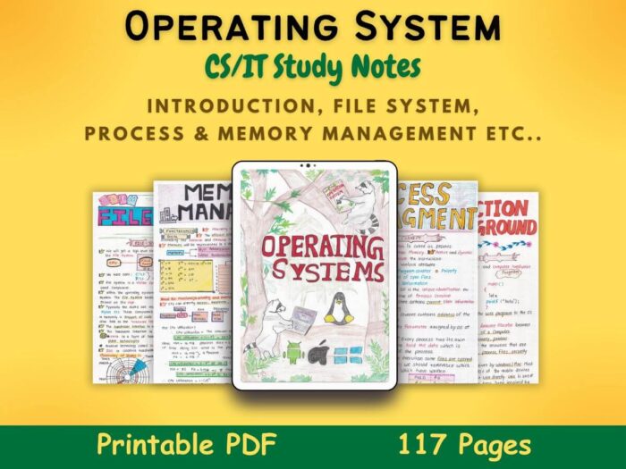 operating system study notes for computer science with yellow background