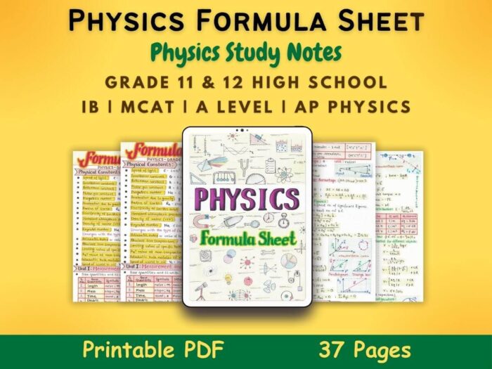 physics formula cheat sheet pdf for high school students