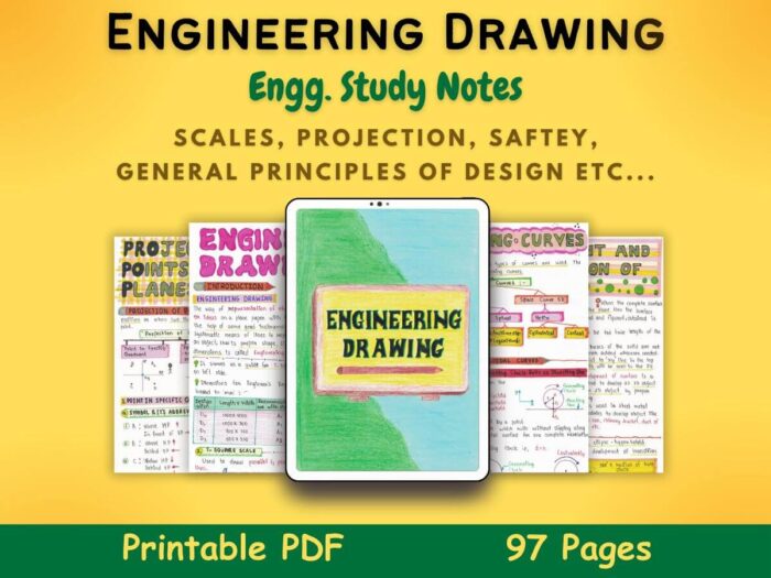 engineering drawing study notes for stem engineering courses with yellow background