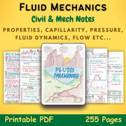 fluid mechanics study notes for civil and mechanical engineering with yellow background