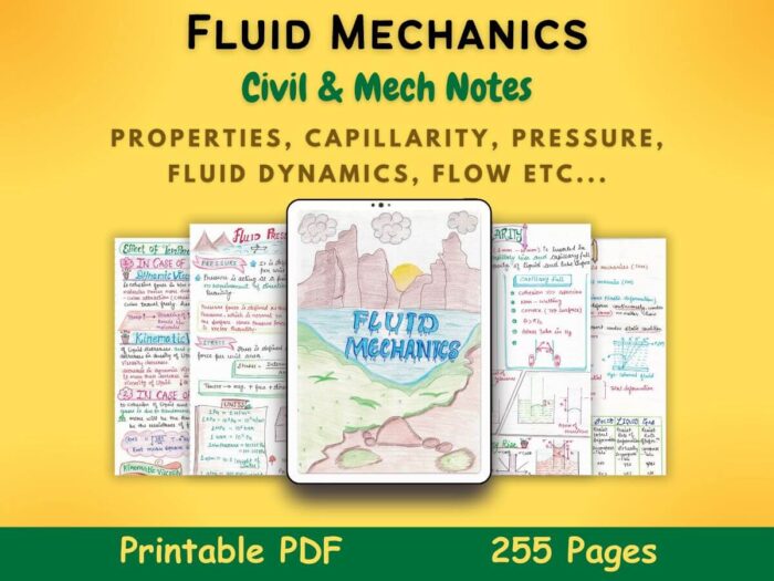 fluid mechanics study notes for civil and mechanical engineering with yellow background