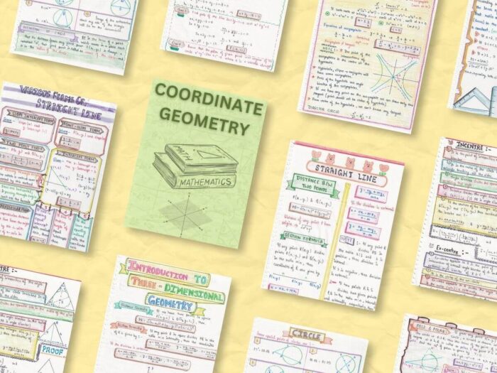 some aesthetic coordinate geometry mathematics math study notes demo pages showing inclined with light yellow color background