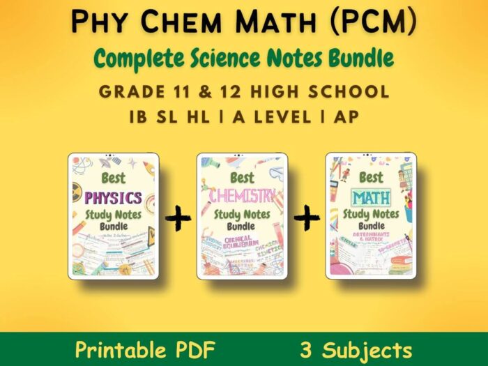 physics chemistry math aesthetic notes pdf bundle